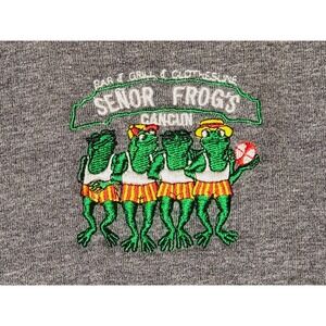 Senor Frogs Cancun Mexico Shirt Beach Volleyball Party‎ Bar Gray Short Sleeve